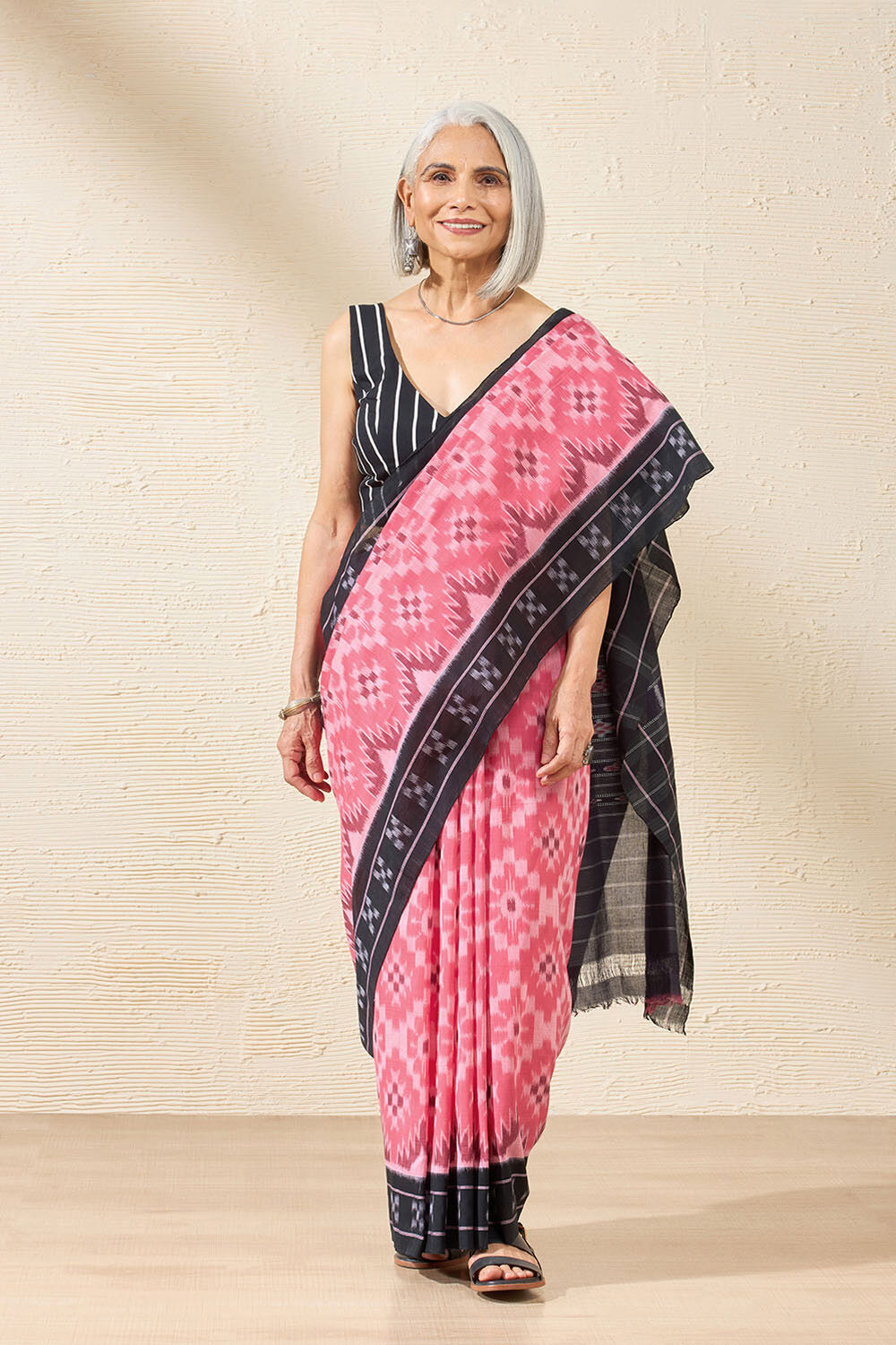 Pink Odisha Pure Cotton Ikat Saree image number null