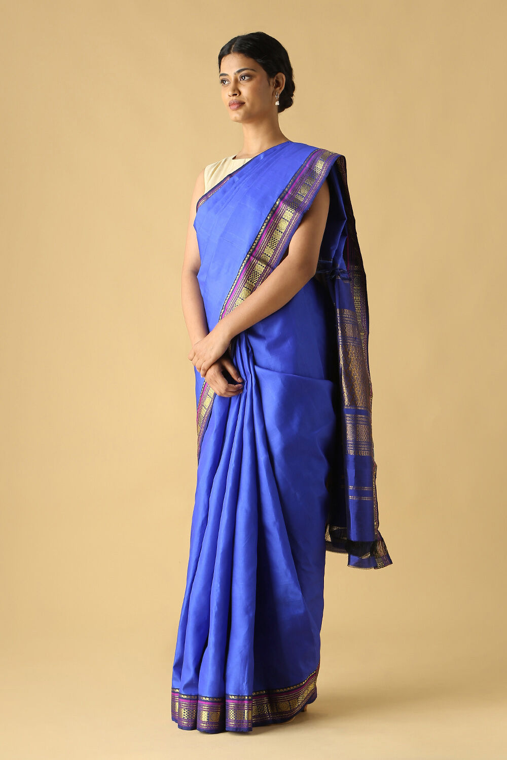 Blue Pure Silk Kanjivaram Saree image number null
