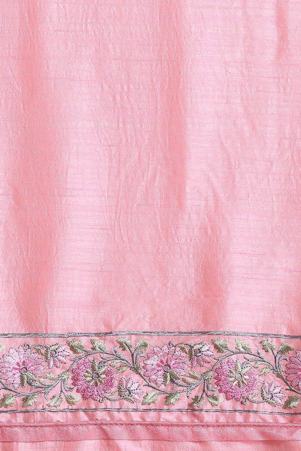 Pink Pure Embroidered Saree image number null