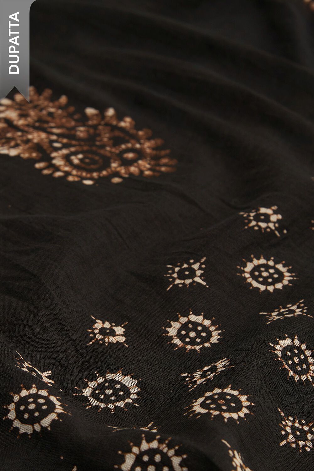 Black Pure Cotton Batik Unstitched Suit Set image number null