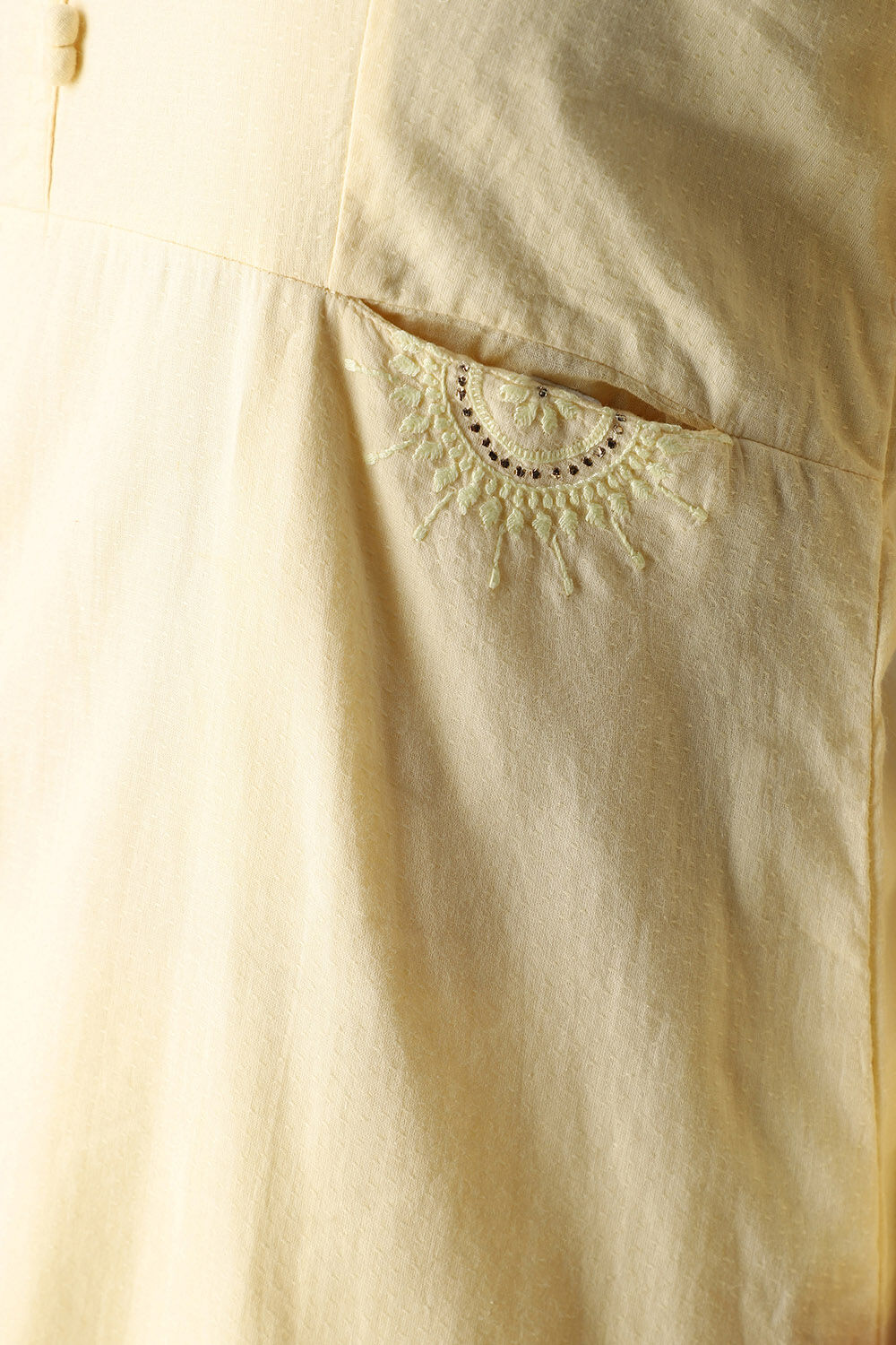 Light Yellow Cotton Embroidered Kurta image number null