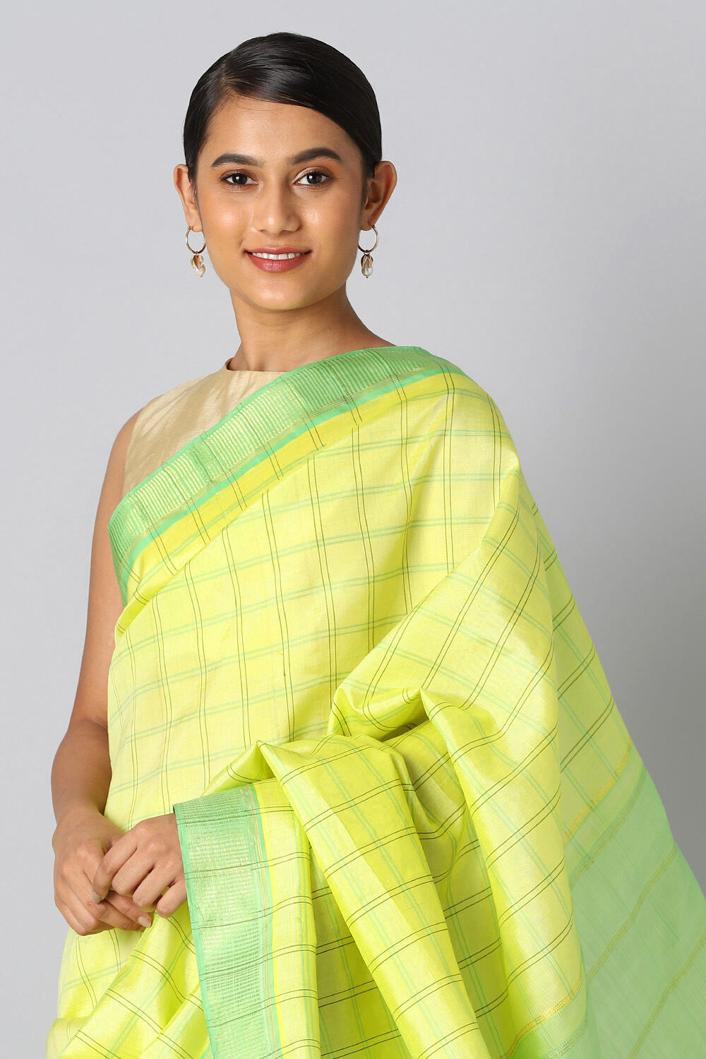 Yellow Pure Silk Kanjivaram Saree image number null