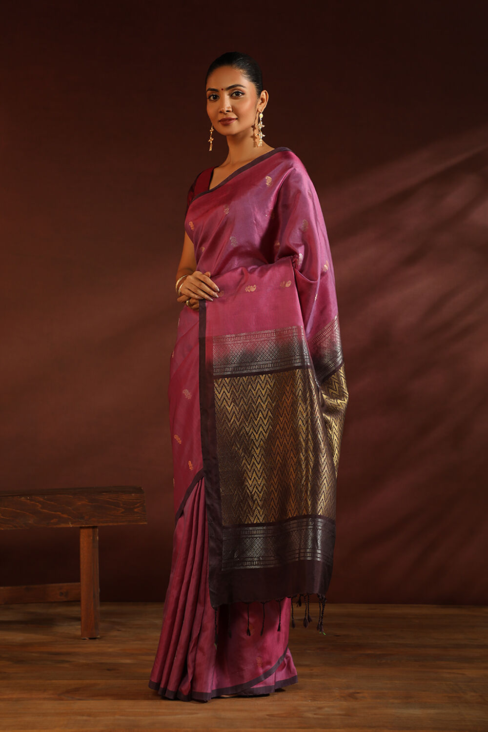 Pink South Pure Silk Woven Saree image number null
