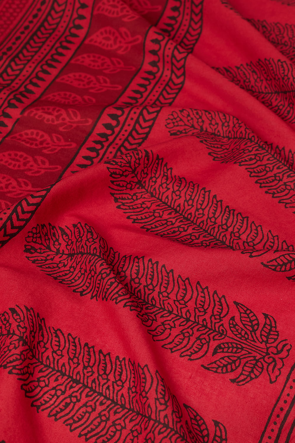 Red Bagh Block Printed Pure Cotton Saree image number null