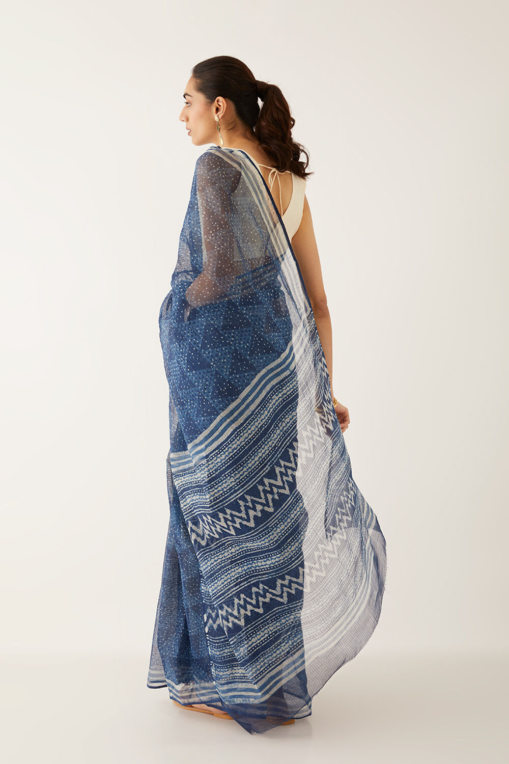 Blue Pure Kota Bagru Printed Saree image number null