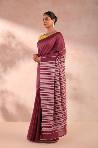 Violet Bengal Pure Silk Cotton Printed Embroidery Saree thumbnail image number null