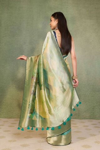 Green Printed Viscose Tissue Saree thumbnail image number null