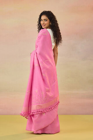 Pink Bengal Pure Tussar Cotton Jamdani Saree thumbnail image number null