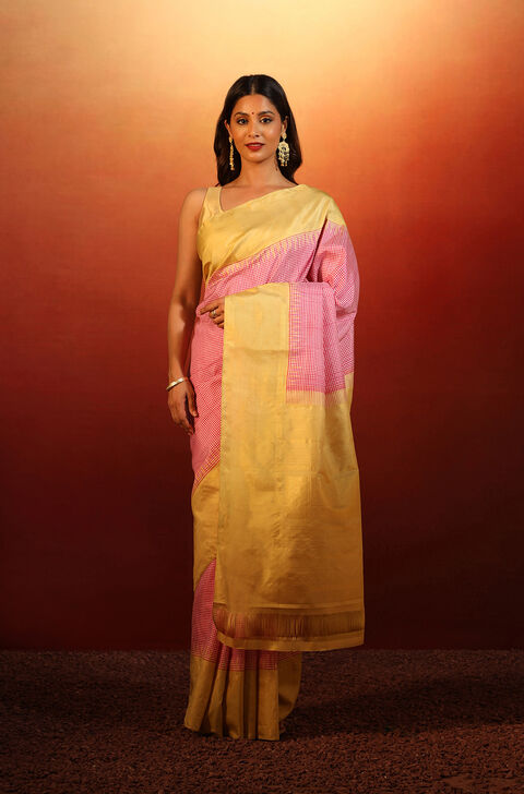Pink Woven Pure Silk Kanjivaram Saree