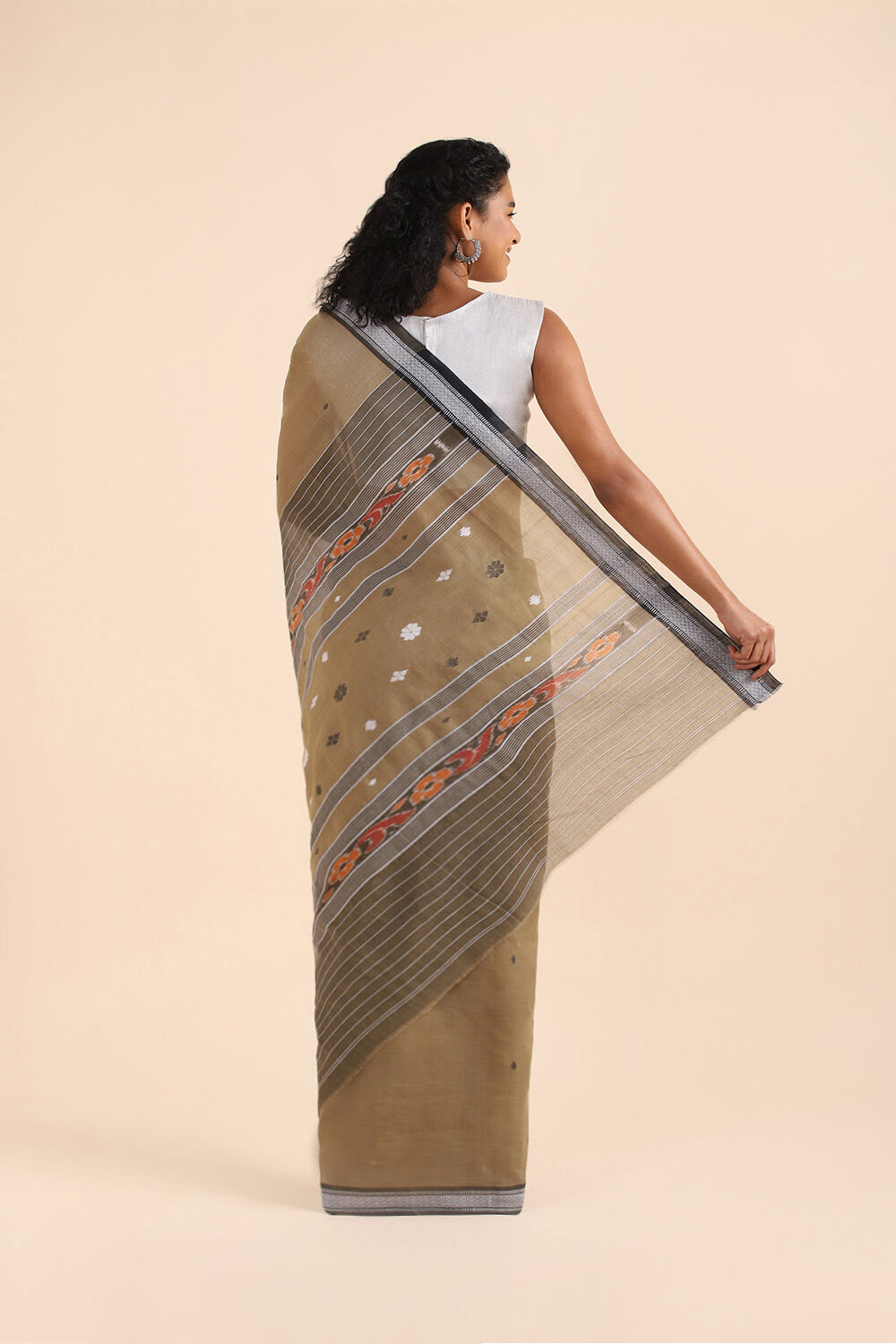 Beige Pure Cotton Odissa Ikat Saree image number null
