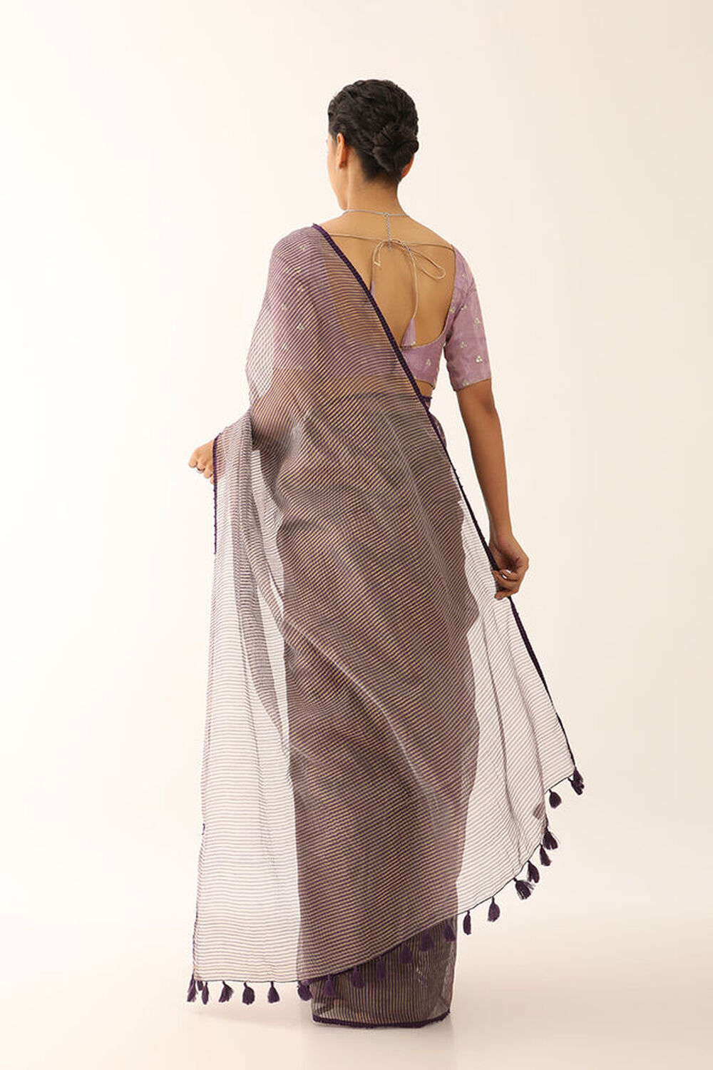 Violet Pure Silk Cotton Embroidered Saree image number null
