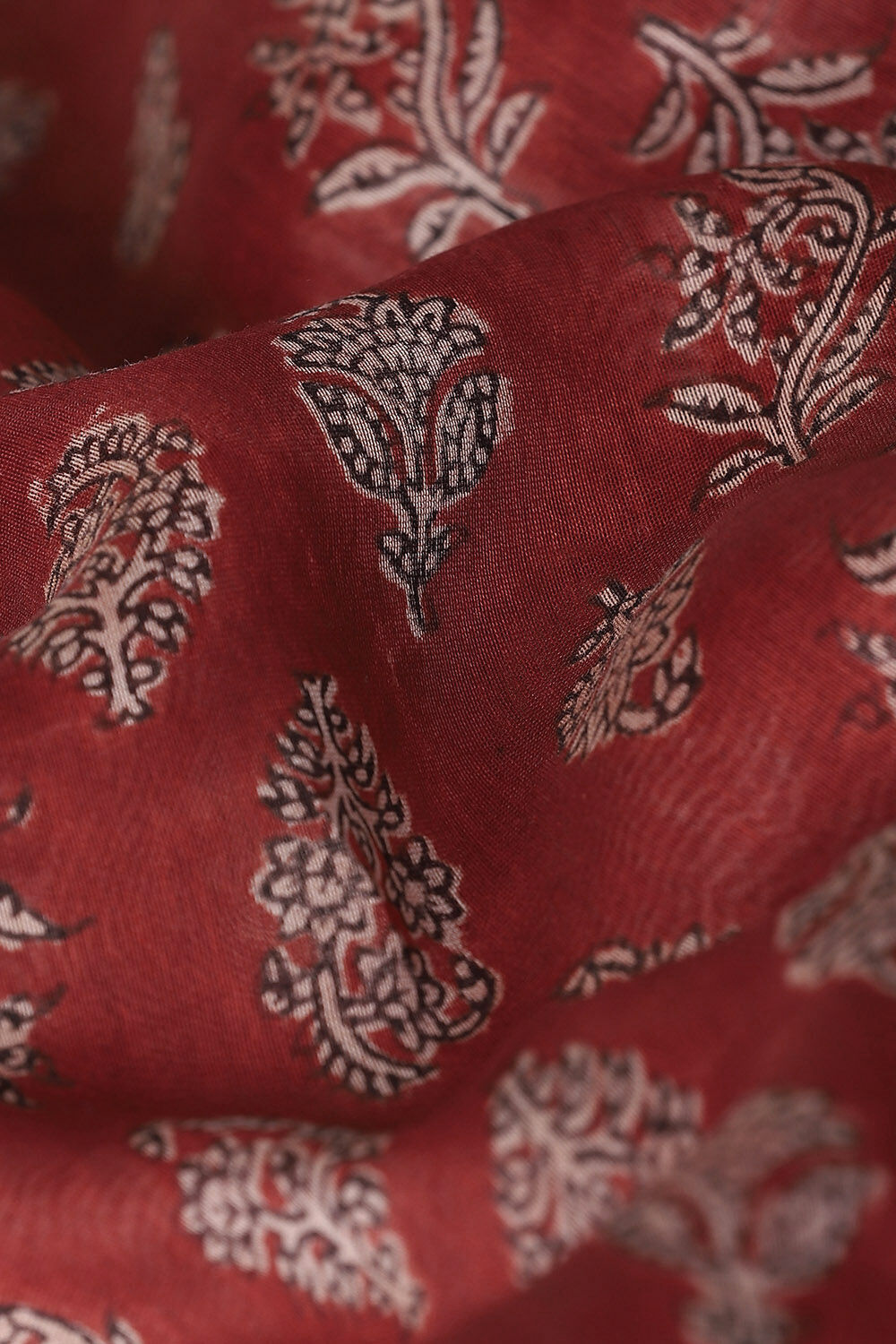 Dark Red Pure Silk Cotton Bagru Printed Saree image number null
