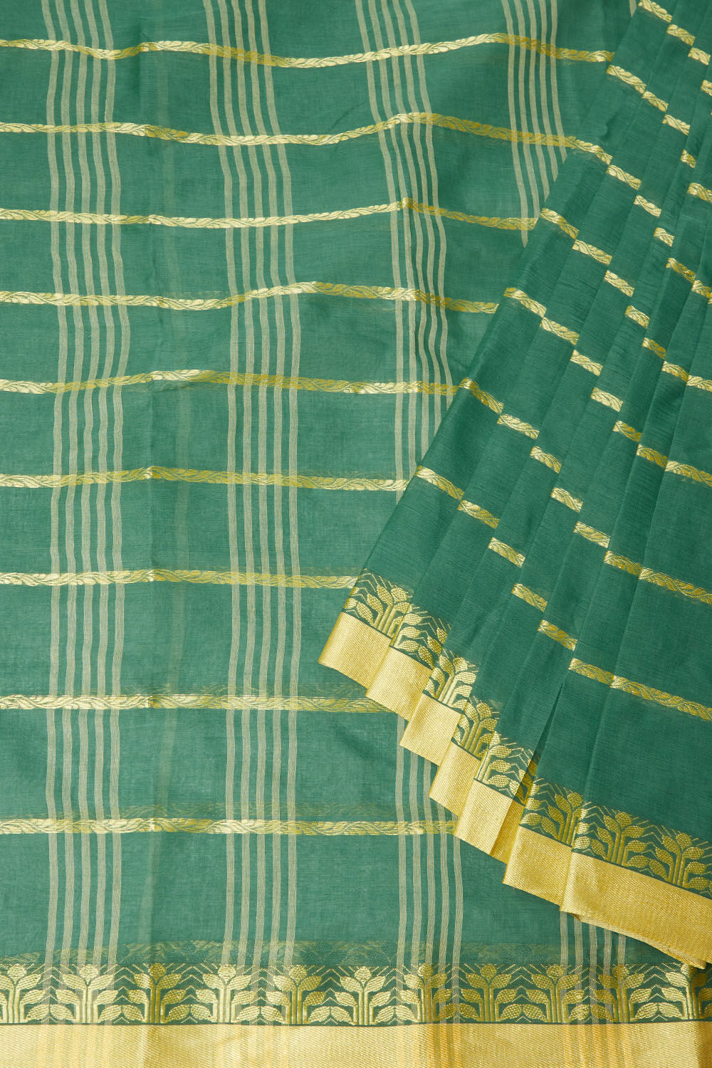 Green Pure Cotton Bengal Saree image number null