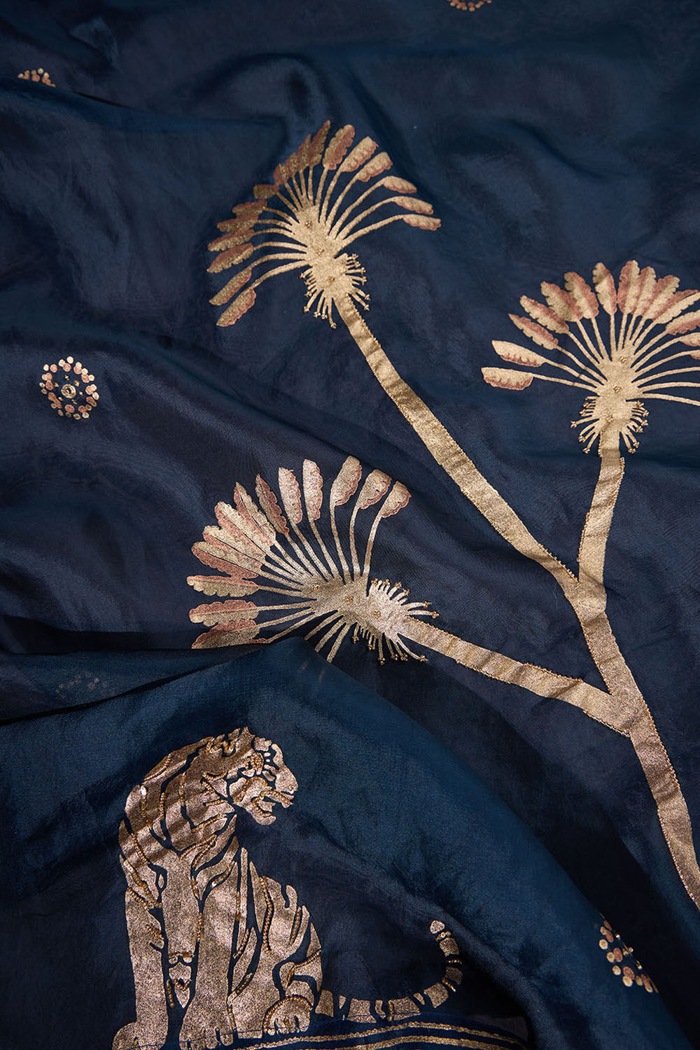 Blue Pure Organza Printed Embroidery Saree image number null
