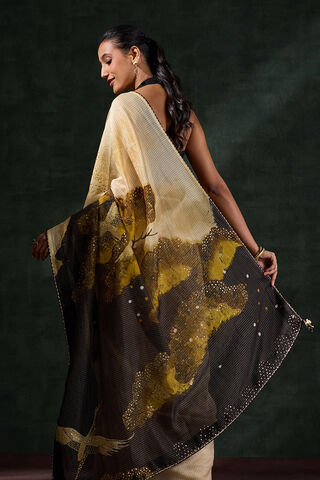 Beige Pure Silk Cotton Embroidered Saree image number