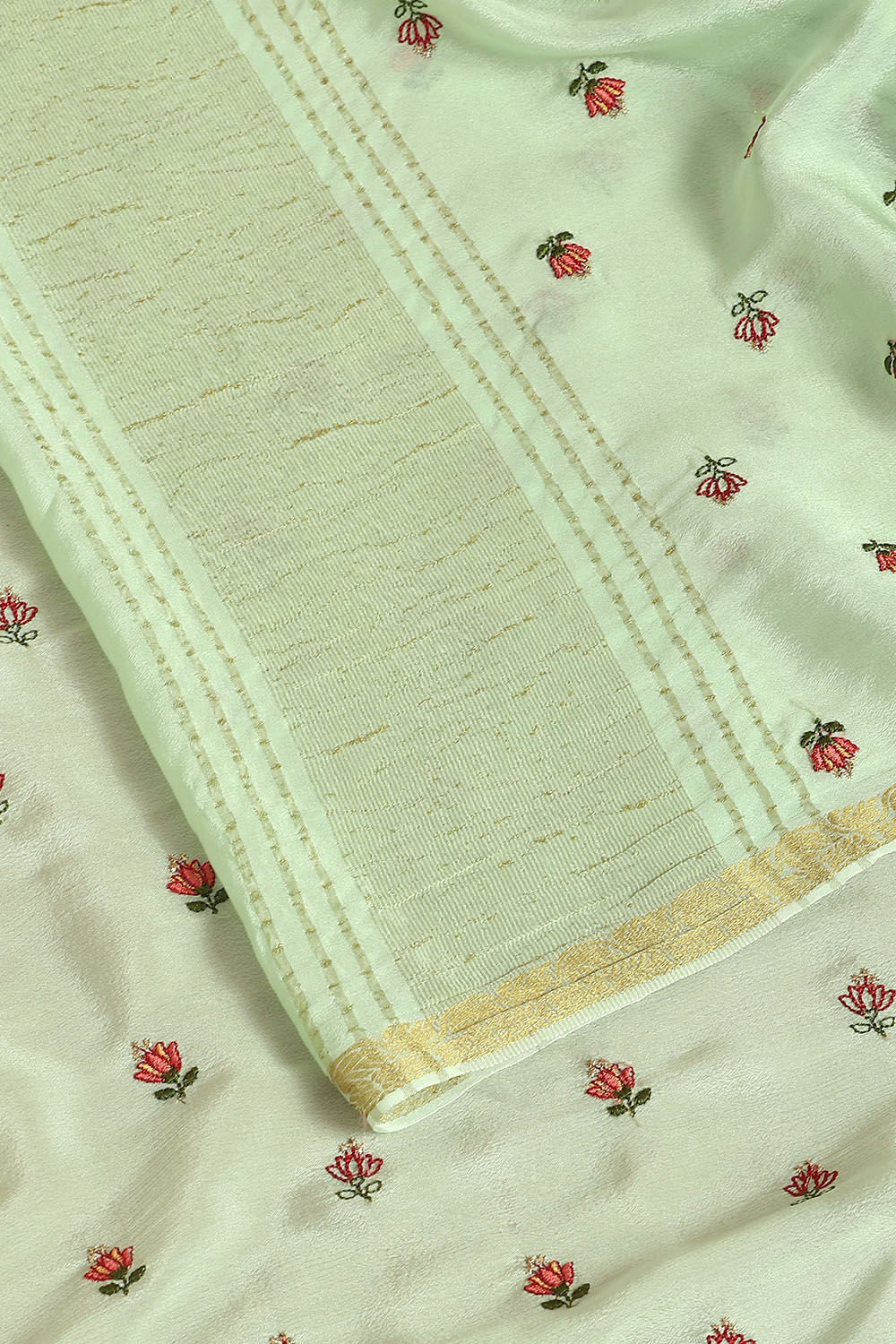 Light Green Viscose Embroidered Saree image number null