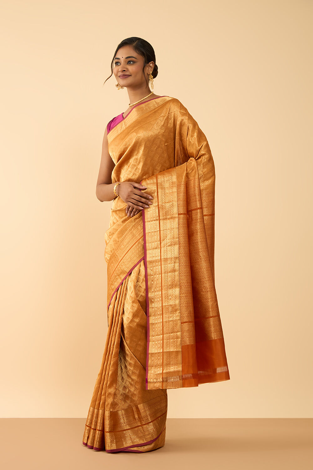 Light Orange Woven Silk Viscose Saree image number null