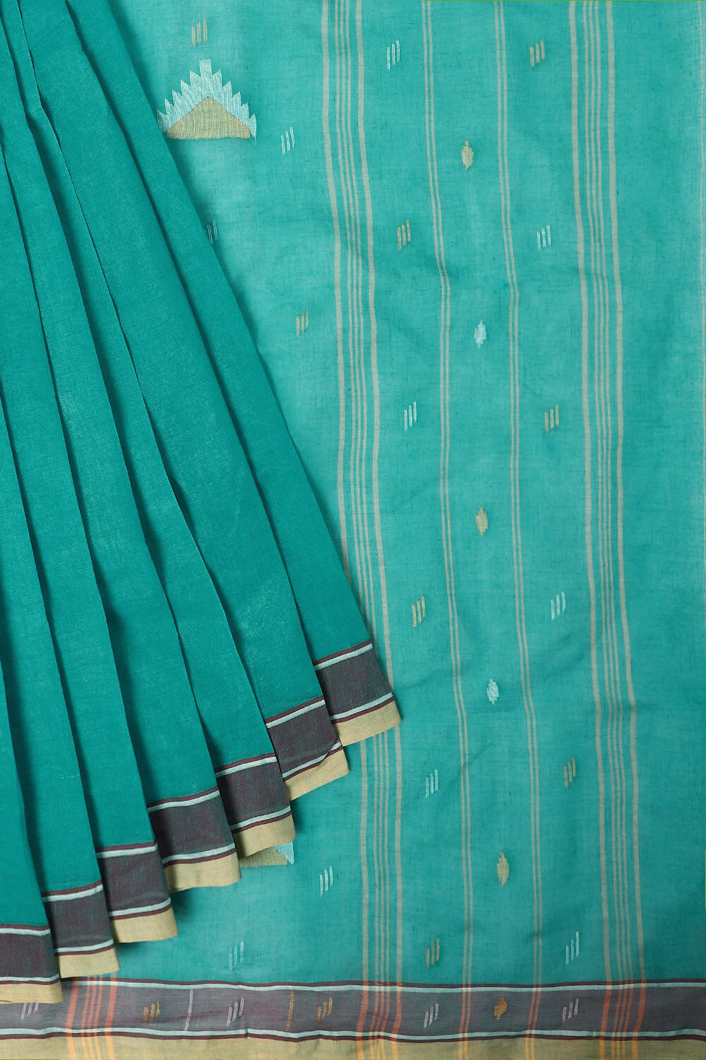 Green Pure Cotton Bengal Saree image number null