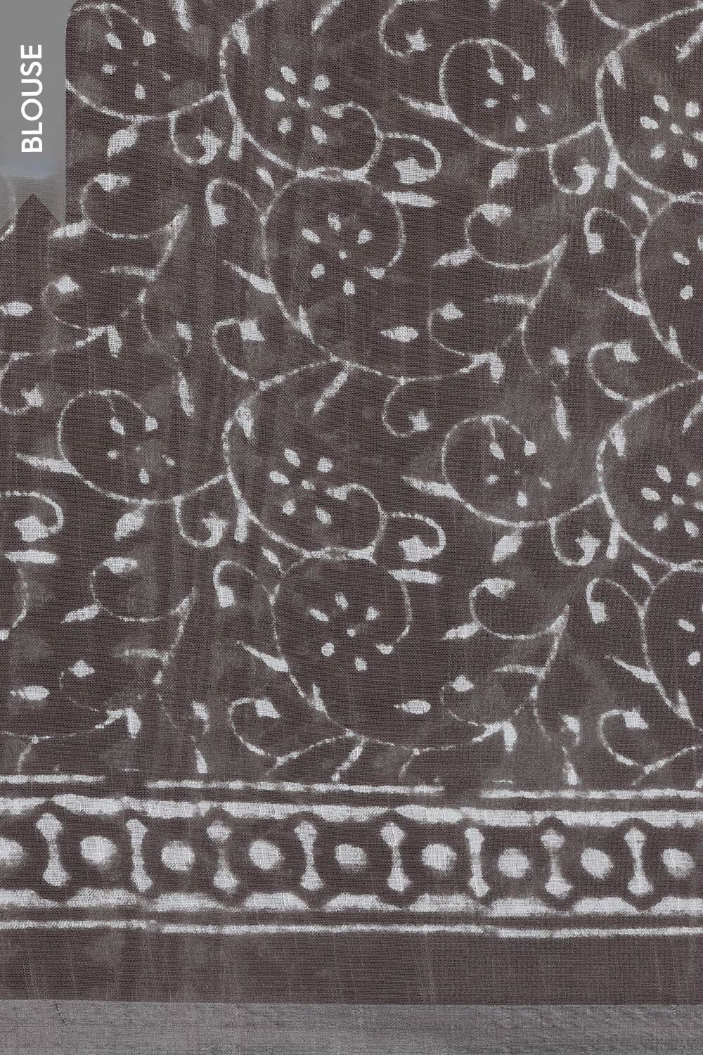 Grey Cotton Viscose Contemporary Block Printed Saree image number null