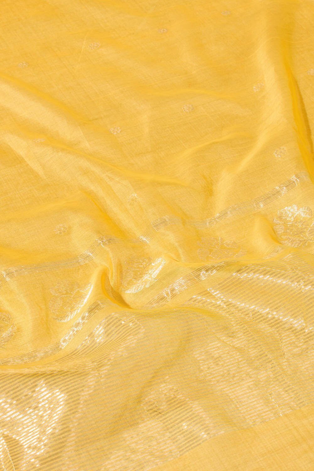 Yellow Woven Pure Silk Cotton Chanderi Saree image number null