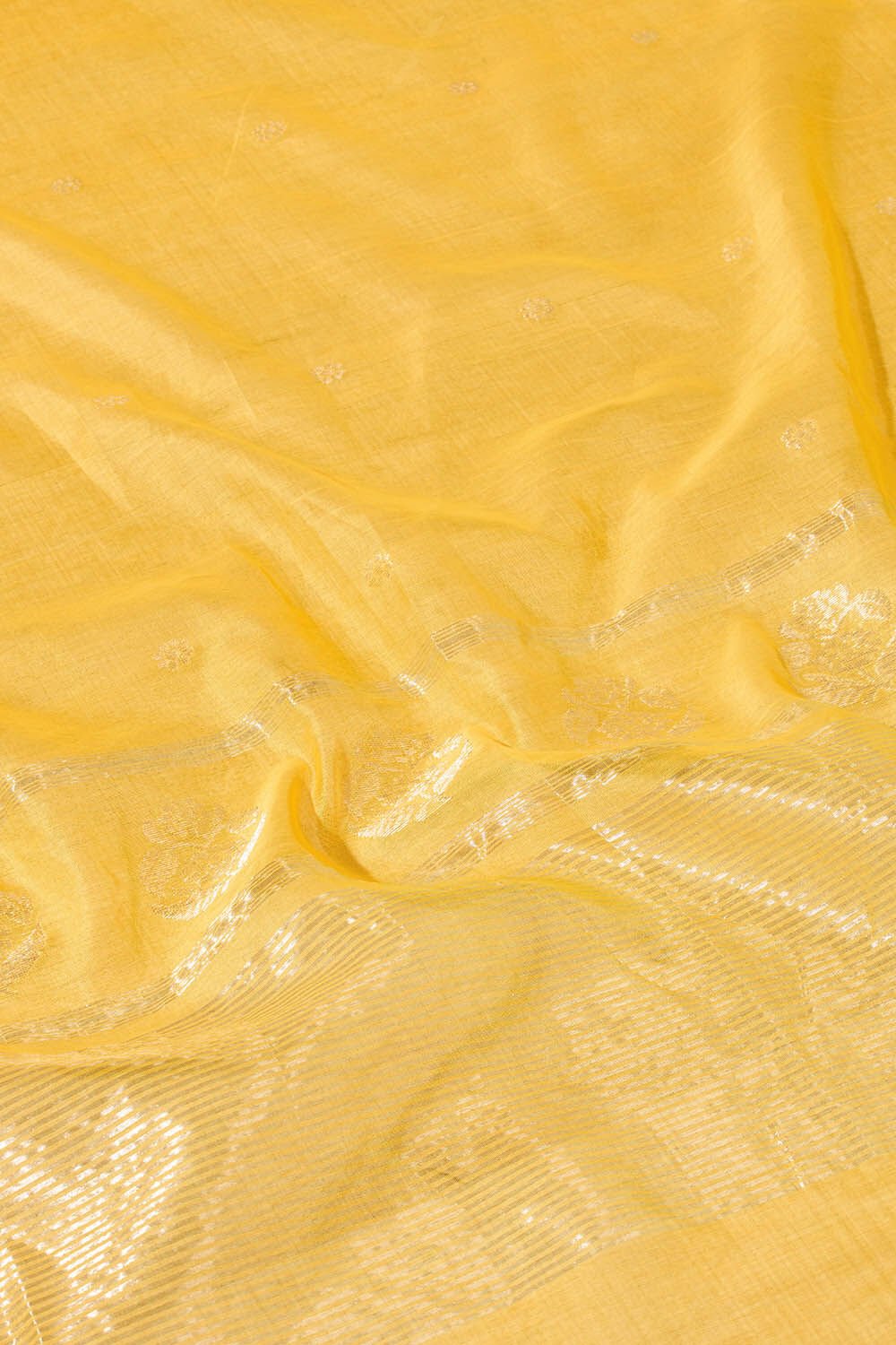 Yellow Woven Pure Silk Cotton Chanderi Saree image number null