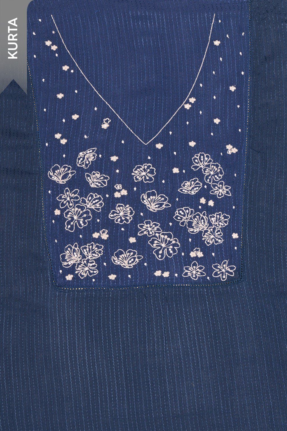 Blue Pure Cotton Embroidered Unstitched Suit Set image number null