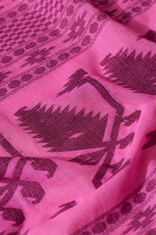 Pink Bengal Pure Cotton Jamdani Saree thumbnail image number null