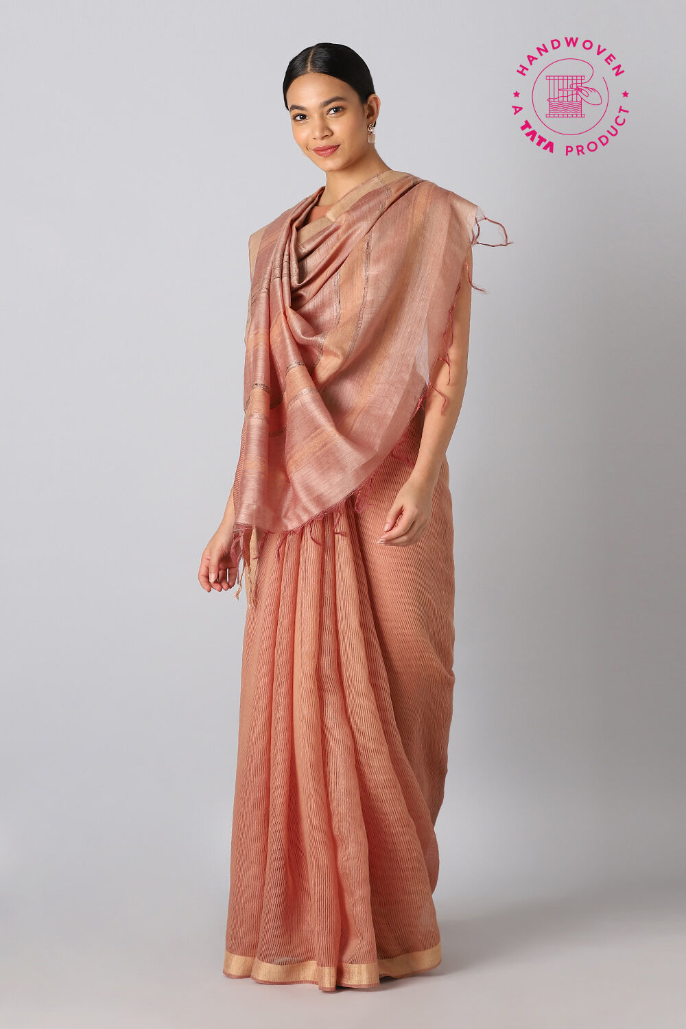 Brown Pure Tussar Silk Bhagalpuri Saree image number null