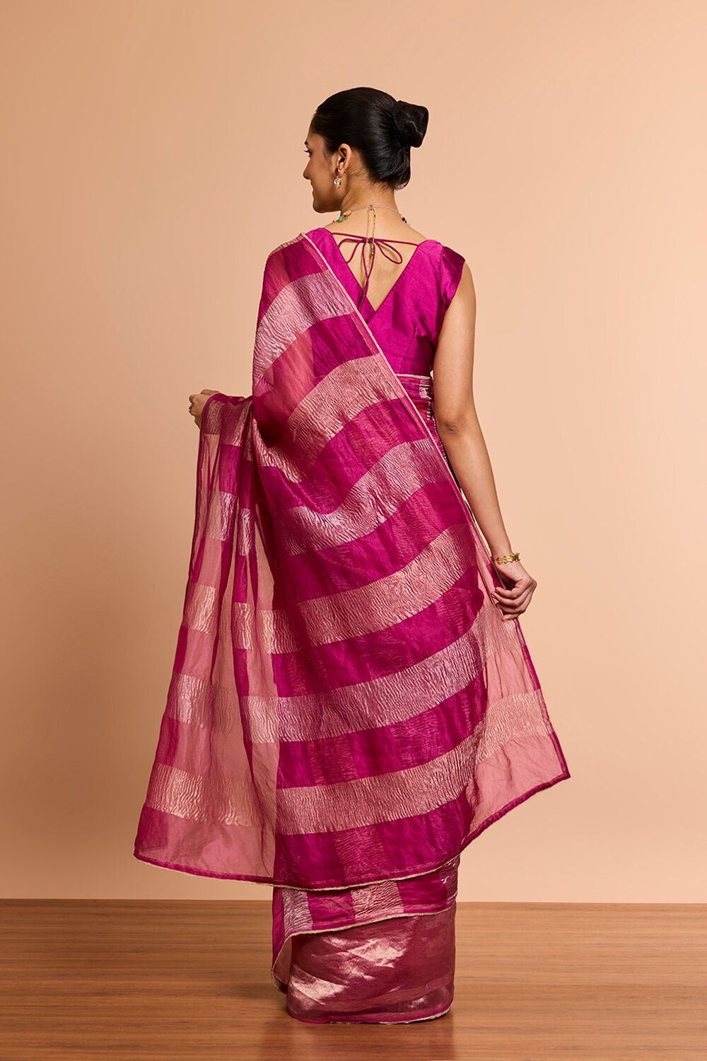 Pink Woven Pure Silk Organza Saree image number null