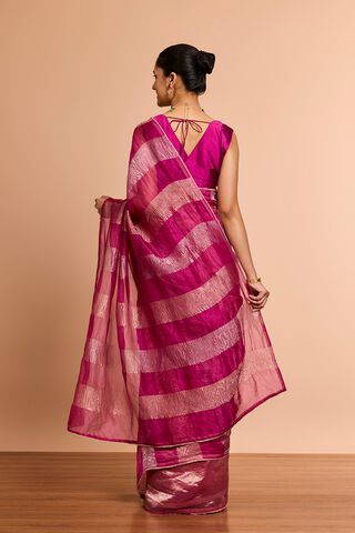 Pink Woven Pure Silk Organza Saree thumbnail image number null