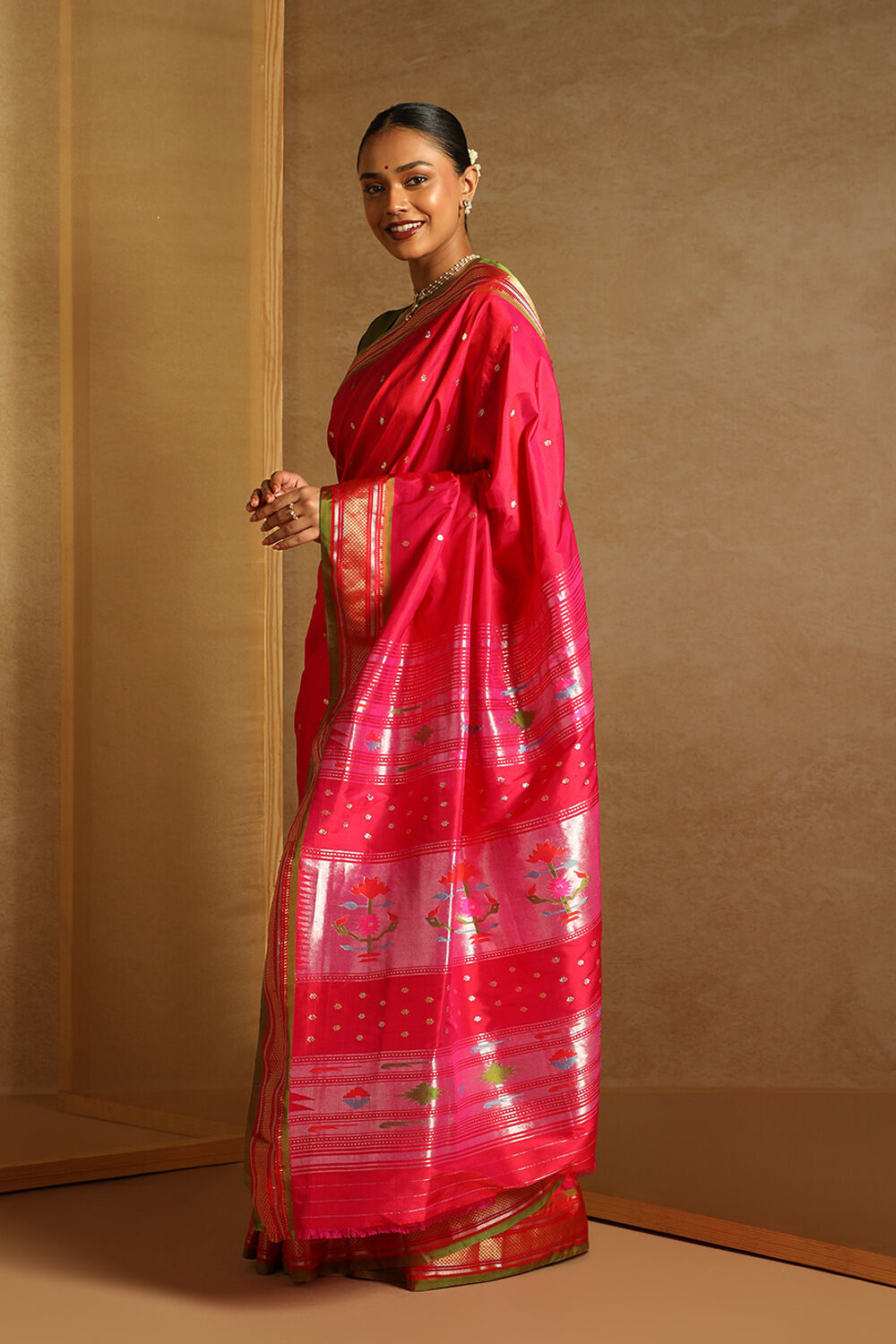 Pink Pure Silk Paithani Saree image number null