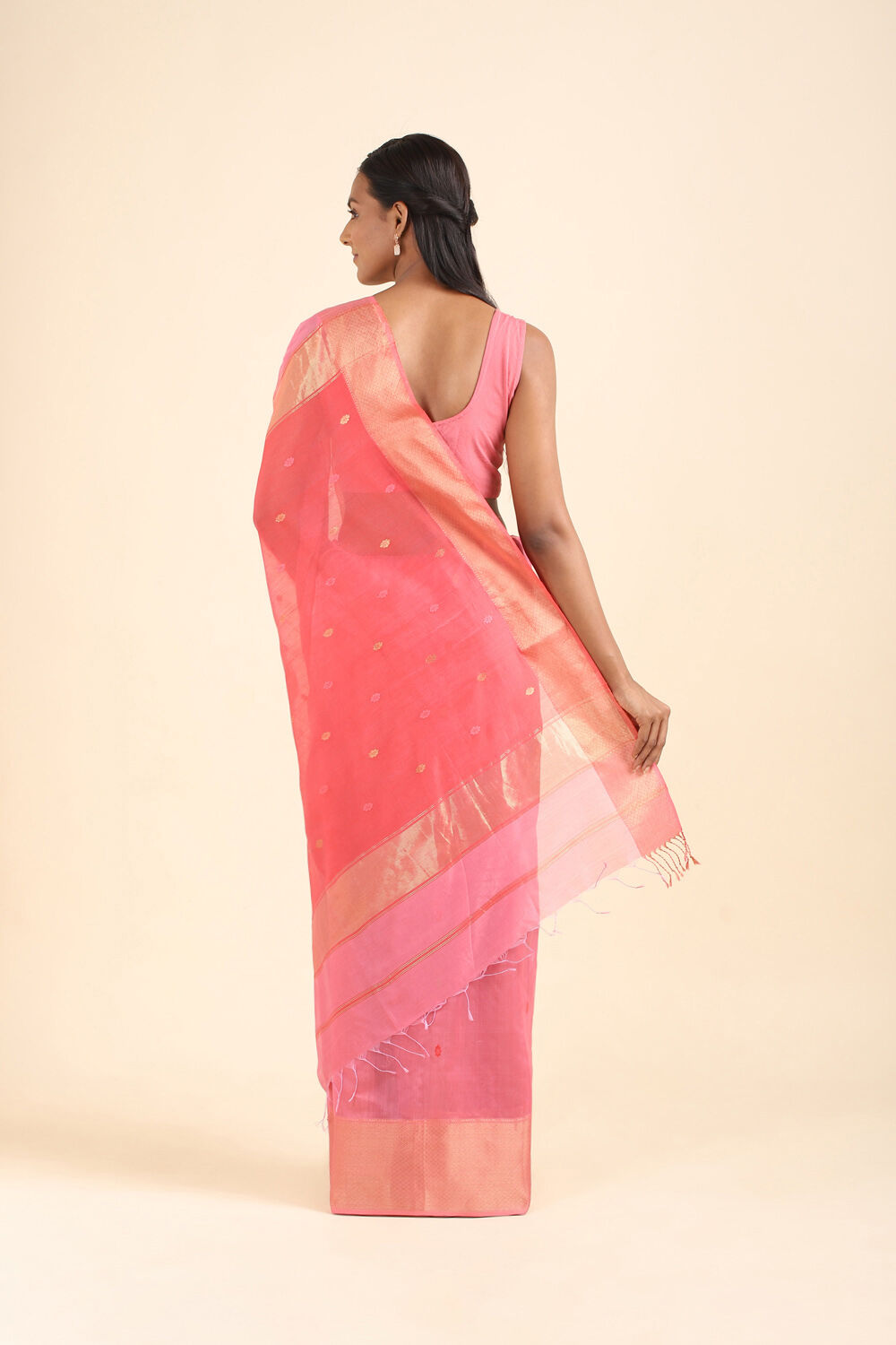 Light Pink Pure Silk Cotton Maheswari Saree image number null