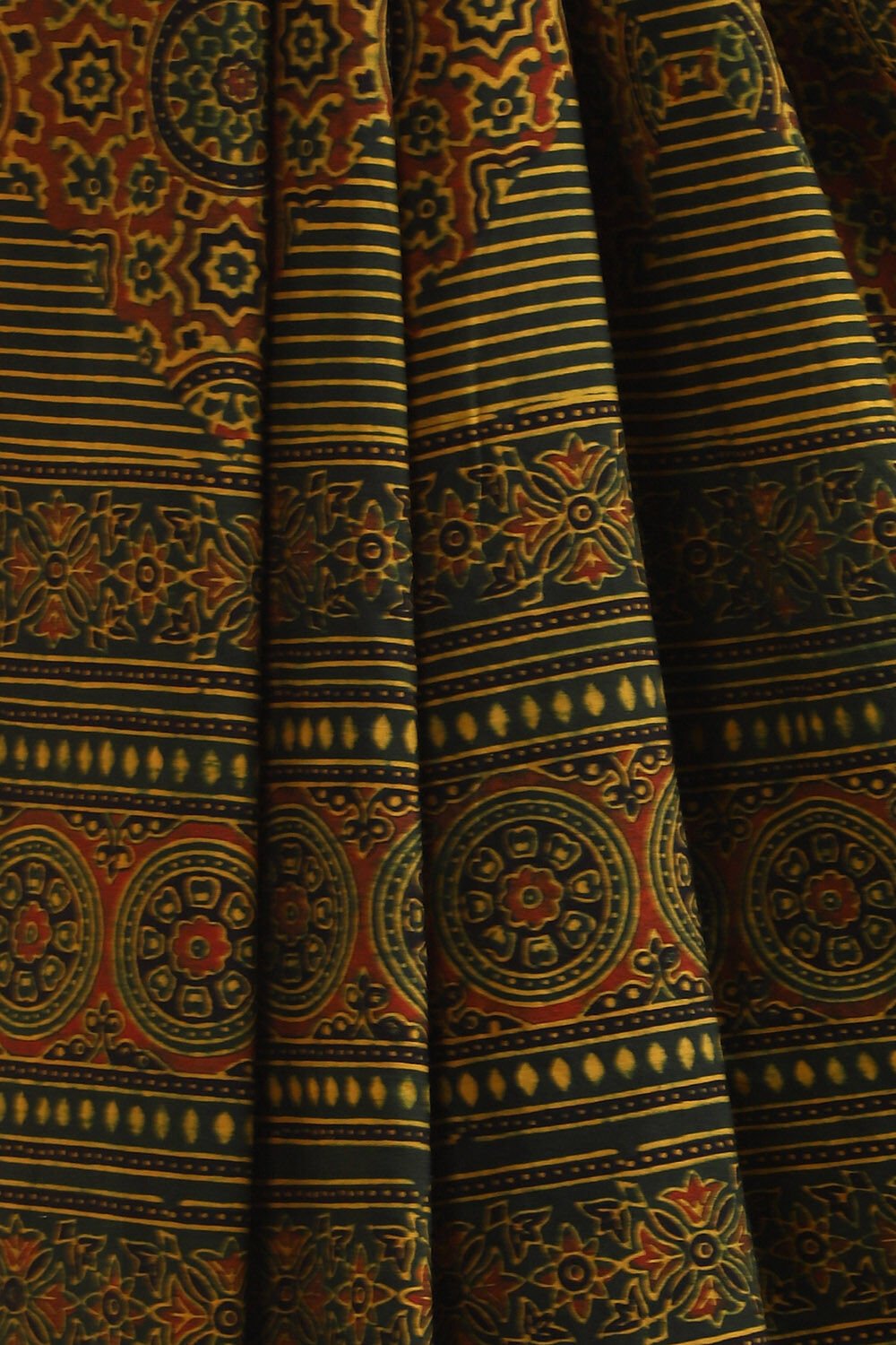 Green Pure Cotton Ajrakh Printed Saree image number null