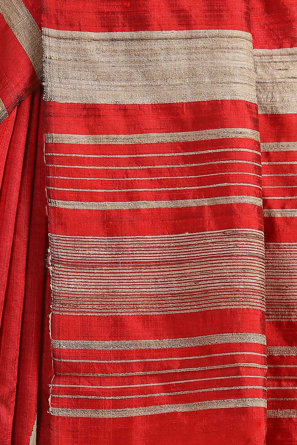 Dark Red Pure Silk Woven Saree image number null