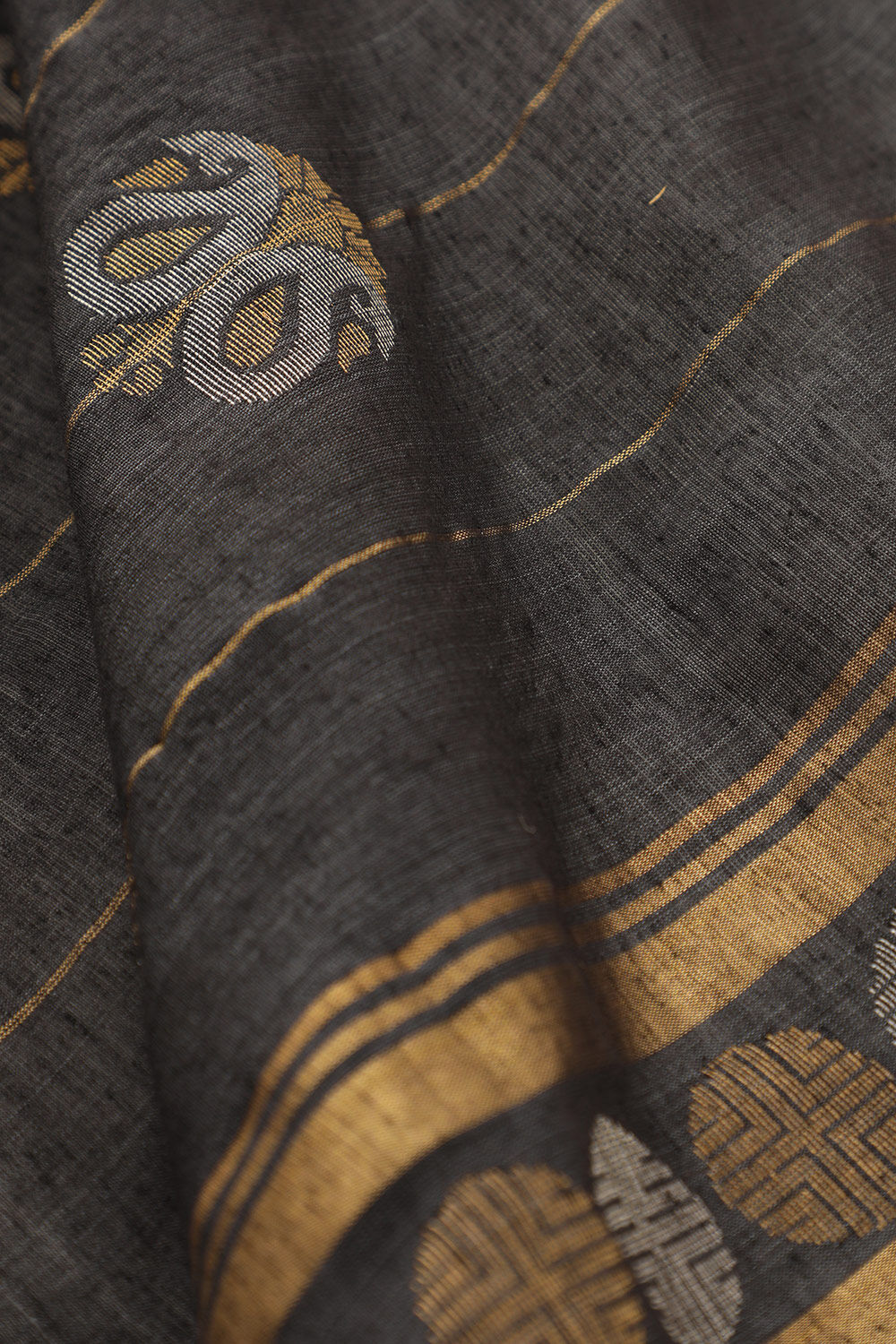 Black Chattisgarh Pure Tussar Silk Woven Saree image number null