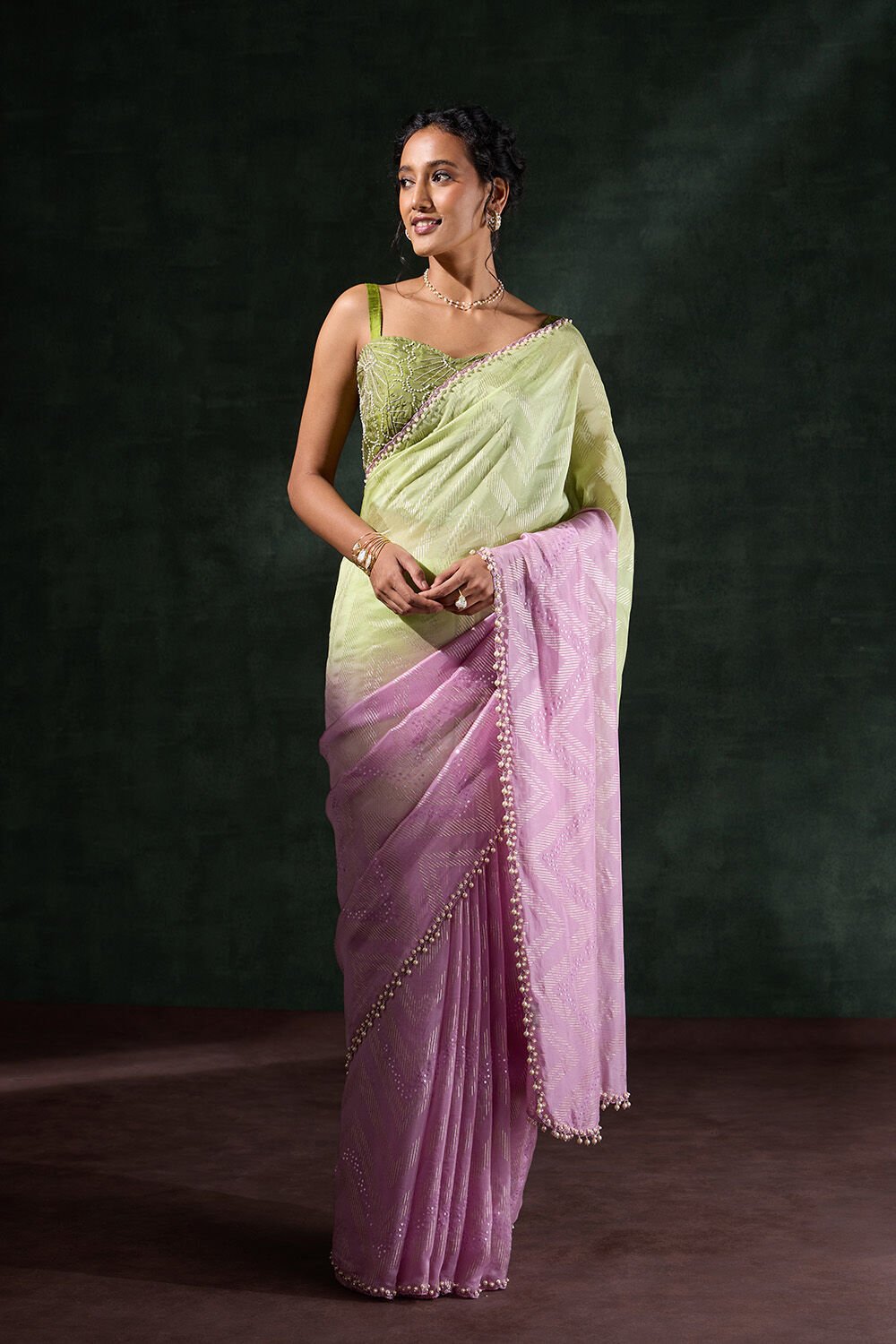 Pink Viscose Embroidered Saree image number null
