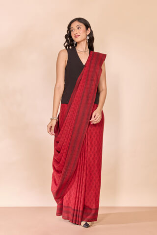 Red Bagh Block Printed Pure Cotton Saree thumbnail image number null