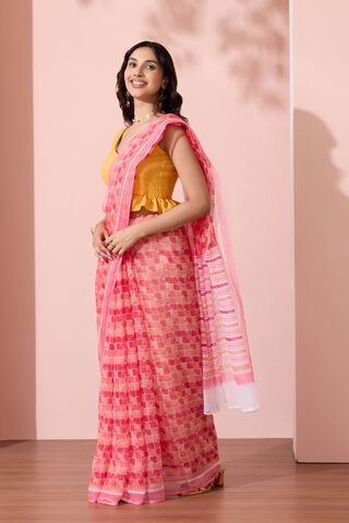 Pink Rajasthan Screen Printed Pure Cotton Kota Saree thumbnail image number null