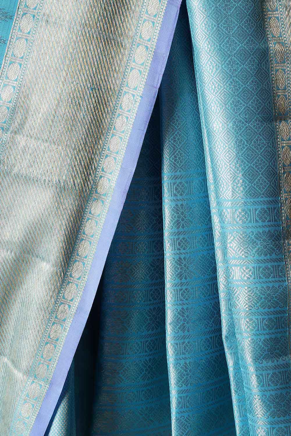 Light Blue Pure Silk Kanjivaram Saree image number null