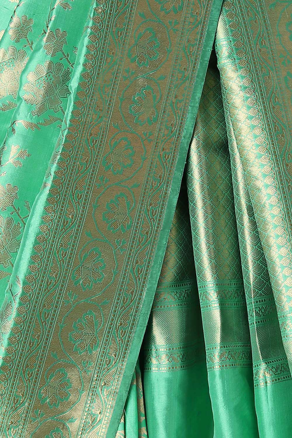 Light Green Pure Silk Banarasi Saree image number null