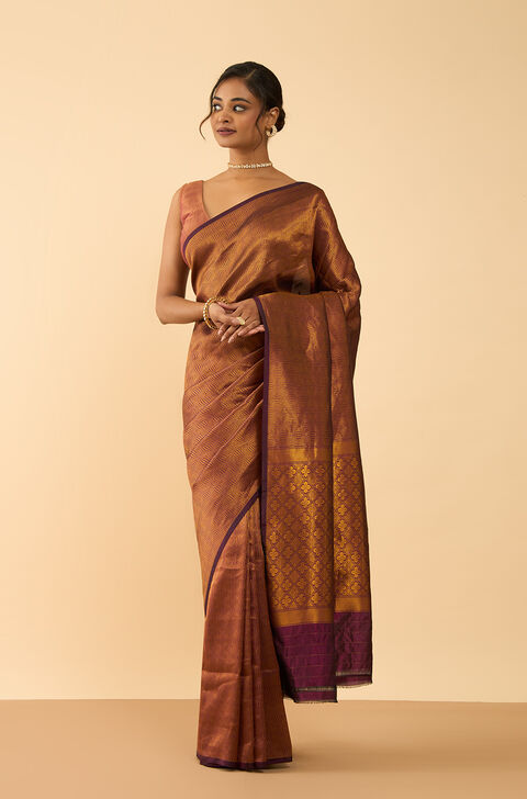 Purple Silk Viscose Brocade Banarasi Saree
