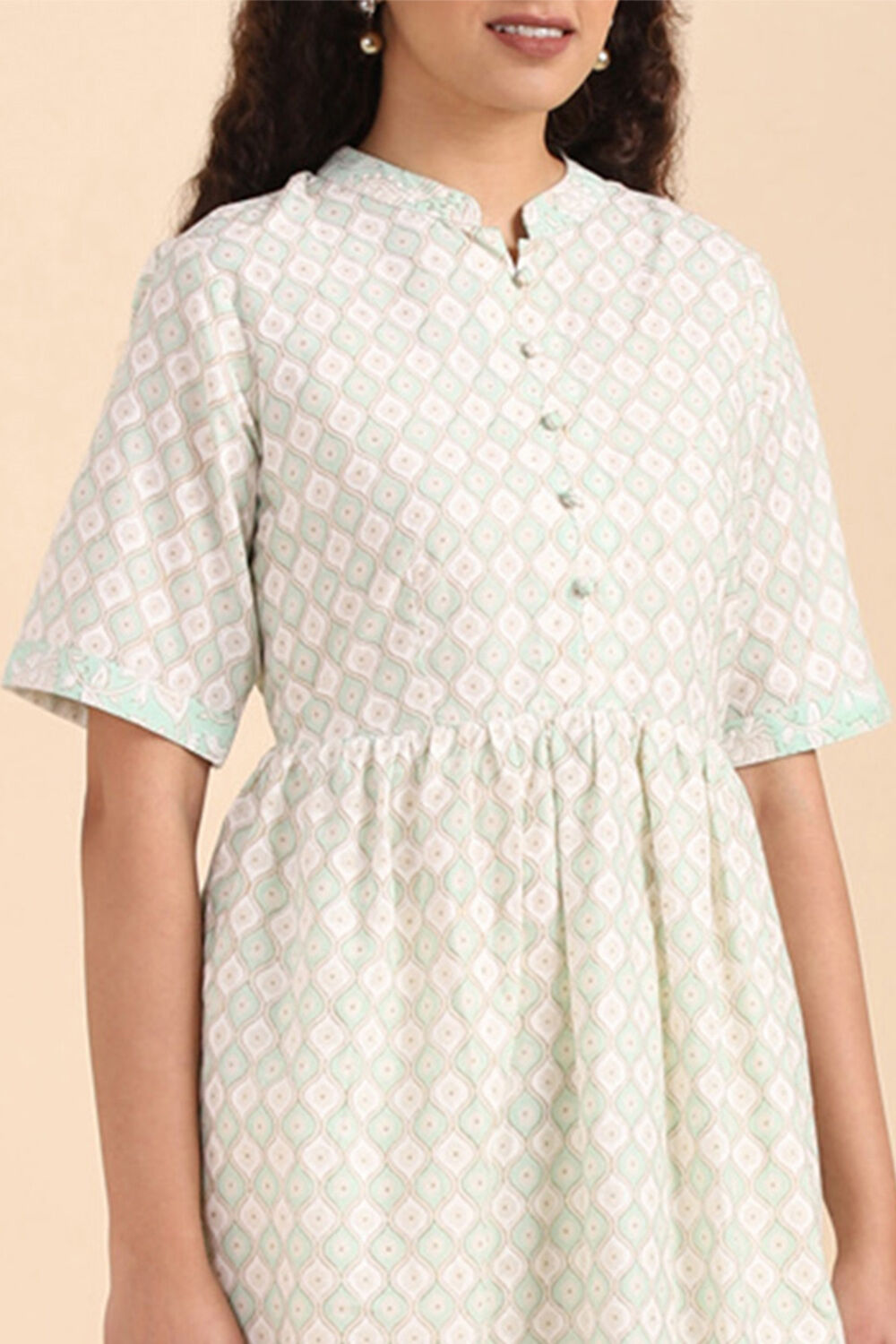Light Green Cotton Block Printed Kurta image number null
