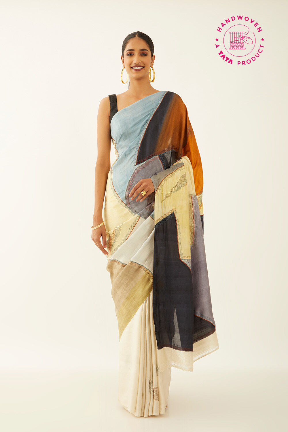 Beige Pure Silk Hand Paint Saree image number null
