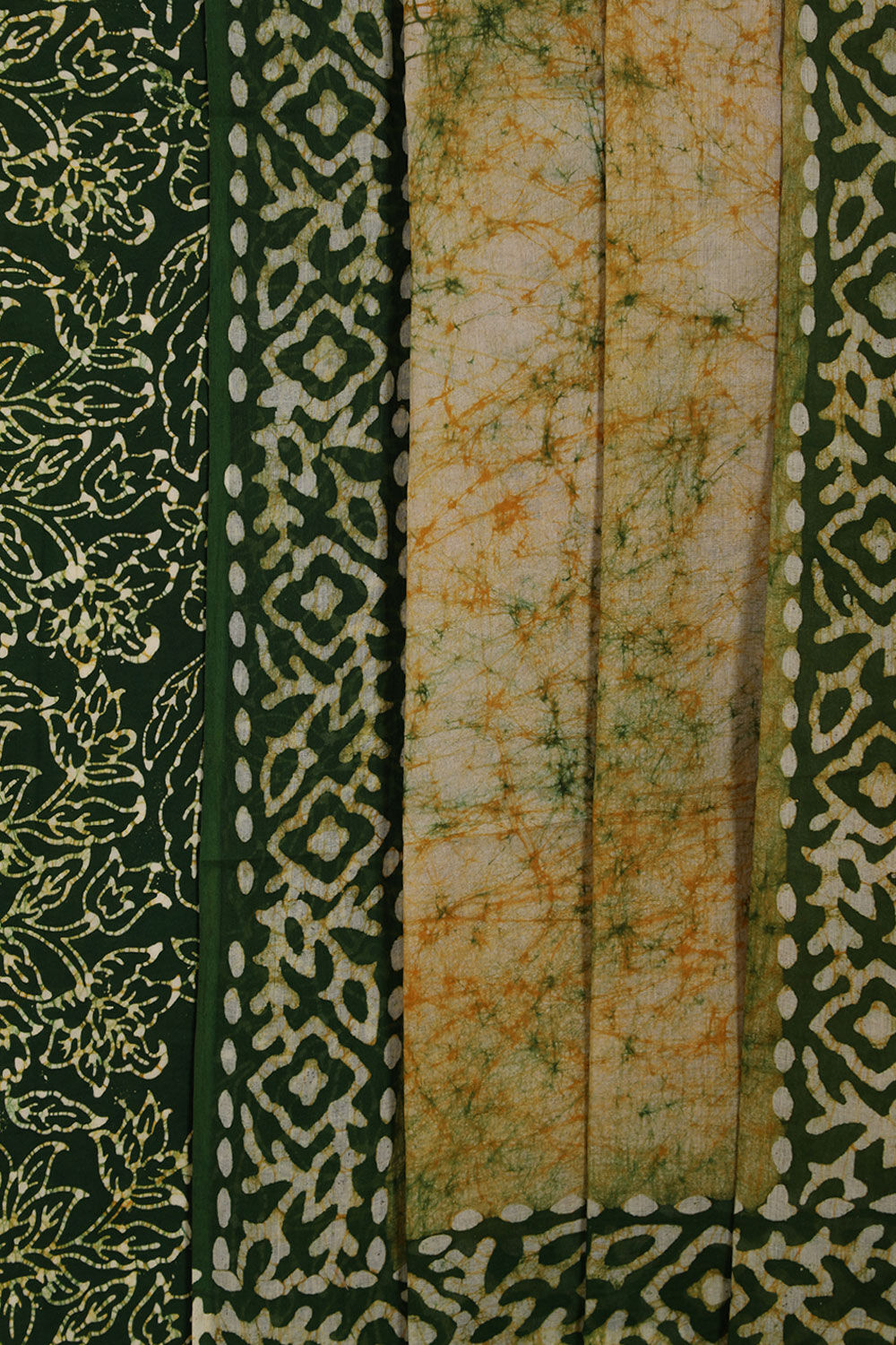 Dark Green Pure Cotton Batik Unstitched Suit Set image number null