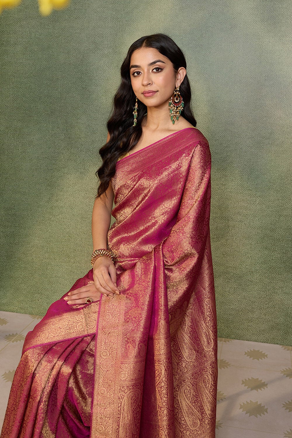 Purple   Woven Viscose Tissue Saree image number null