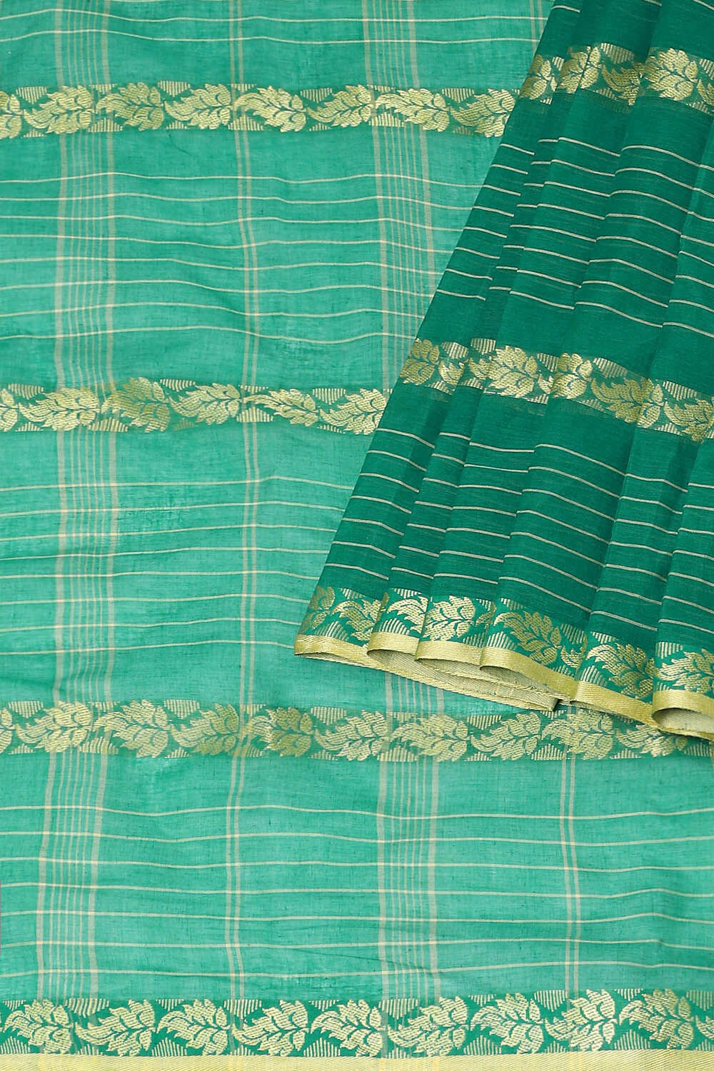 Green Pure Cotton Bengal Saree image number null