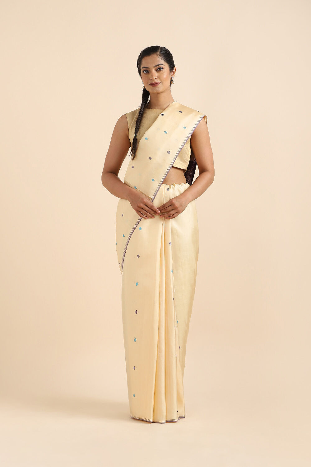 Beige Pure Silk Kanjivaram Saree image number null