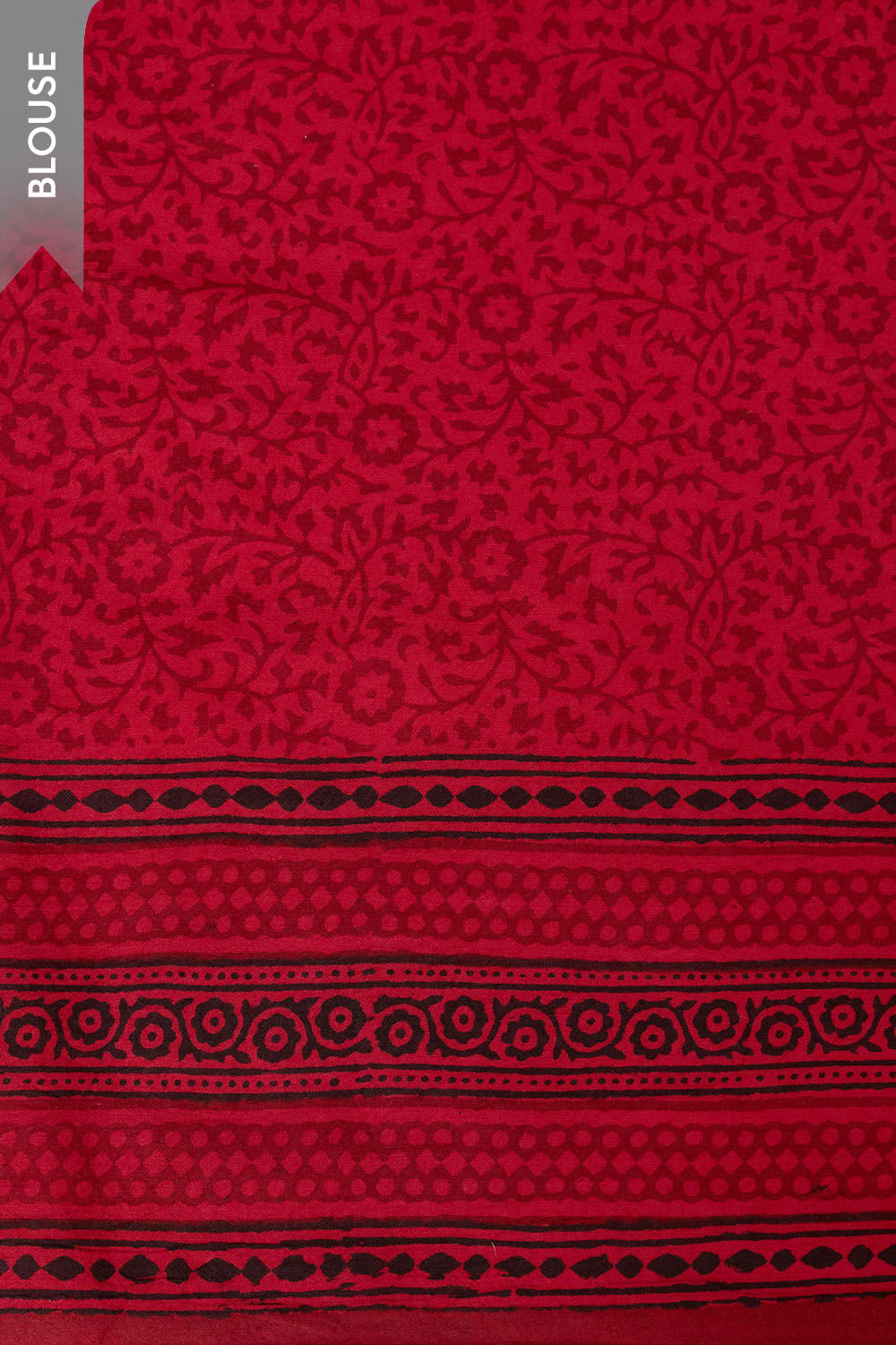 Red Bagh Block Printed Pure Cotton Saree image number null