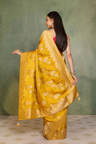 Yellow Woven Pure Viscose Saree thumbnail image number null