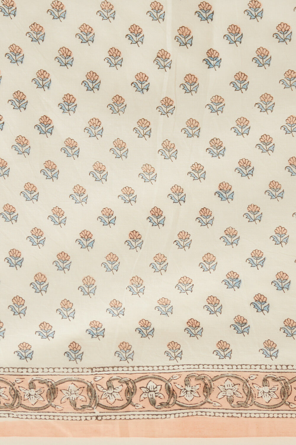 White Pure Cotton Block Print Saree image number null